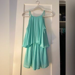 Light green/blue romper- fits like XS